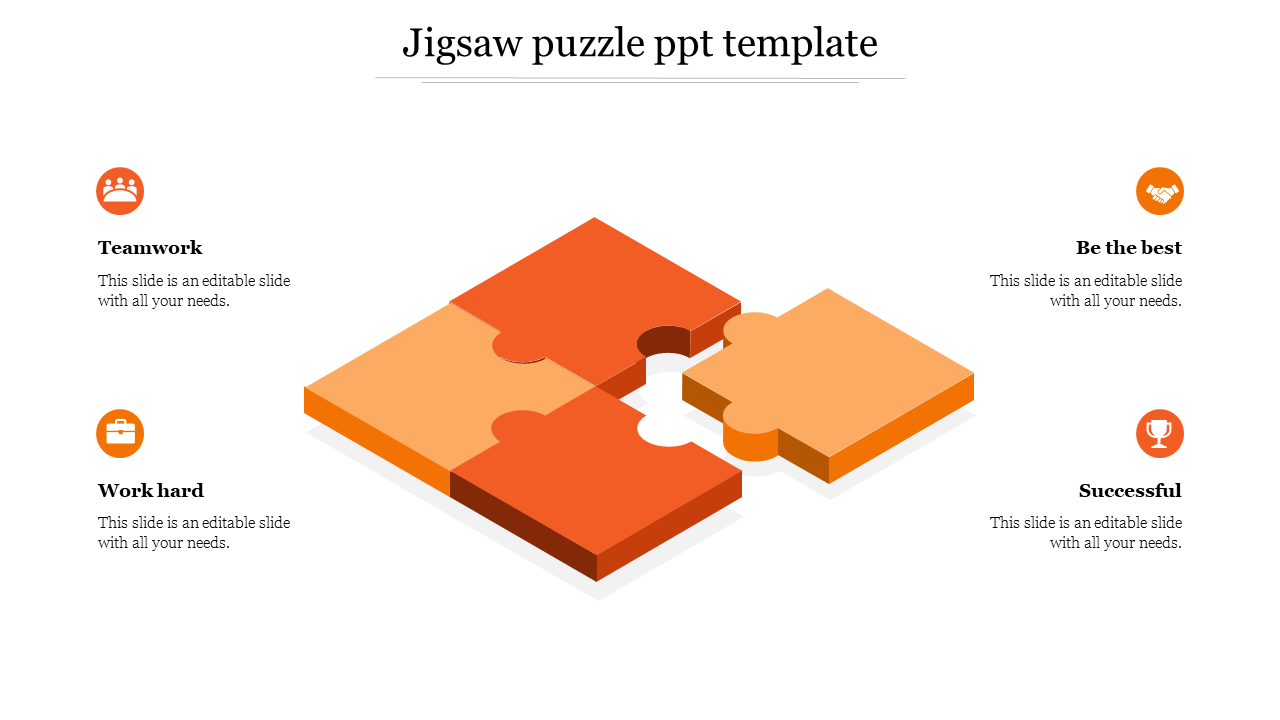 jigsaw puzzle ppt template-Orange